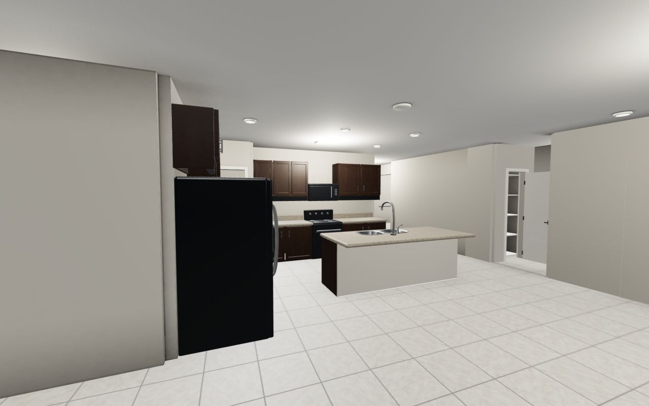 Actual rendered kitchen view from the Tampa house model